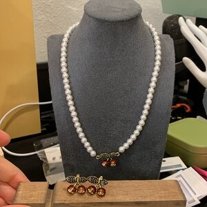 Elegant Pearl and Cherry Jewelry Set